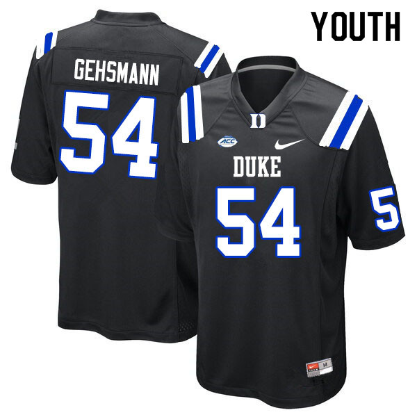 Youth #54 Kevin Gehsmann Duke Blue Devils College Football Jerseys Sale-Black